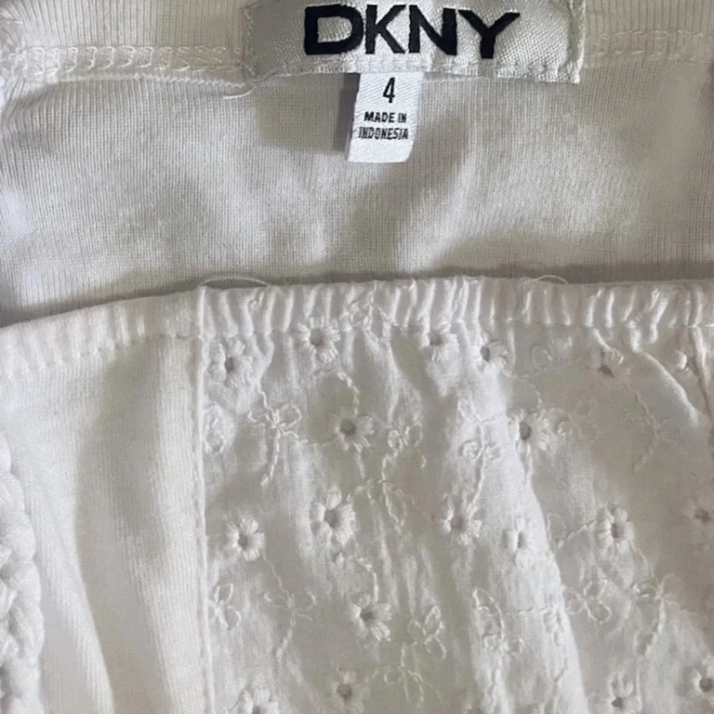 DKNY Girls Size 4 White Tank Top Blue Denim Shorts Set Donna Karen New York Kids